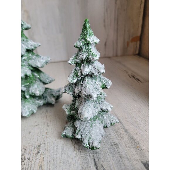 transpac Pine green tree glitter unique home decor Xmas figure set - Picture 4 of 8